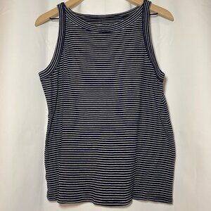 Loft Layering Tank Racerback Womens XL Navy White Stripe Career Preppy Soft EUC
